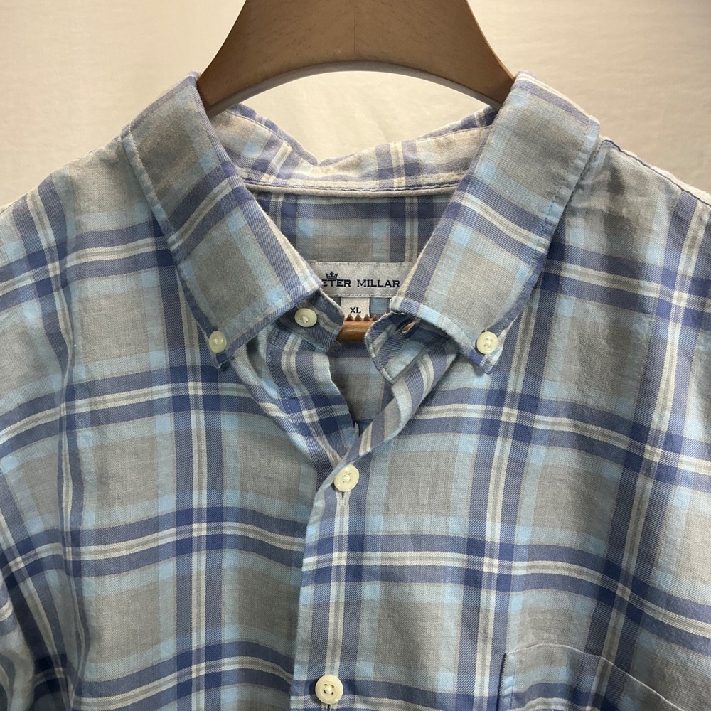 Peter Millar‎ Button Down Shirt Plaid Checkered Long Sleeve Casual XL